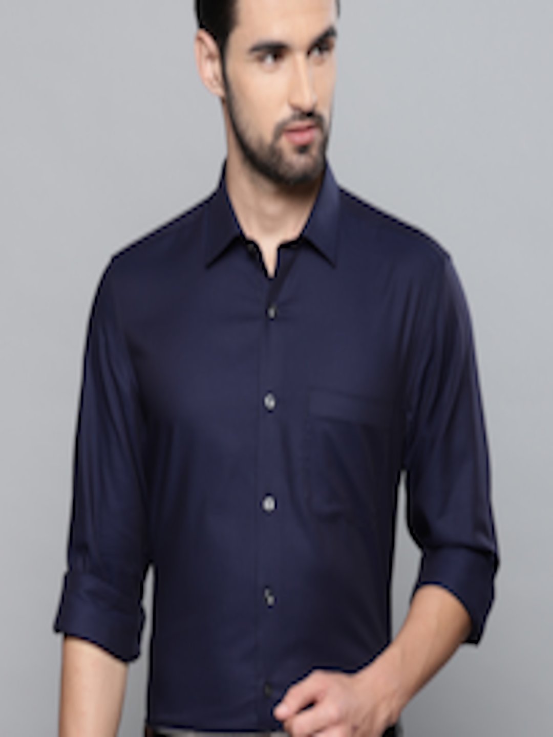Buy Louis Philippe Men Navy Blue Slim Fit Self Design Formal Shirt ...