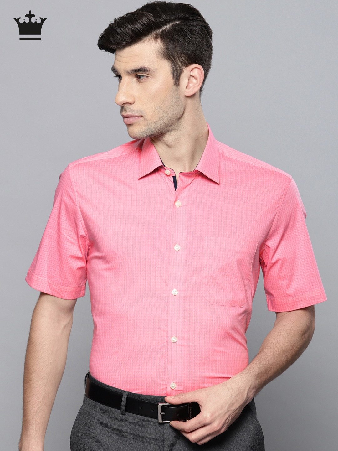 Buy Louis Philippe Men Pink Slim Fit Checked Formal Shirt - Shirts for ...