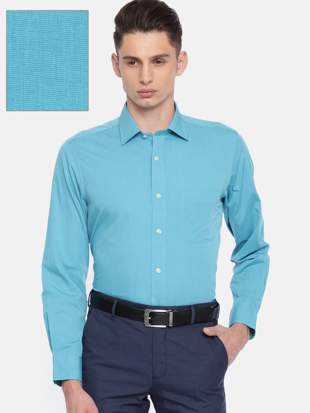 Buy Arrow Men Blue Regular Fit Solid Formal Shirt - Shirts for Men ...