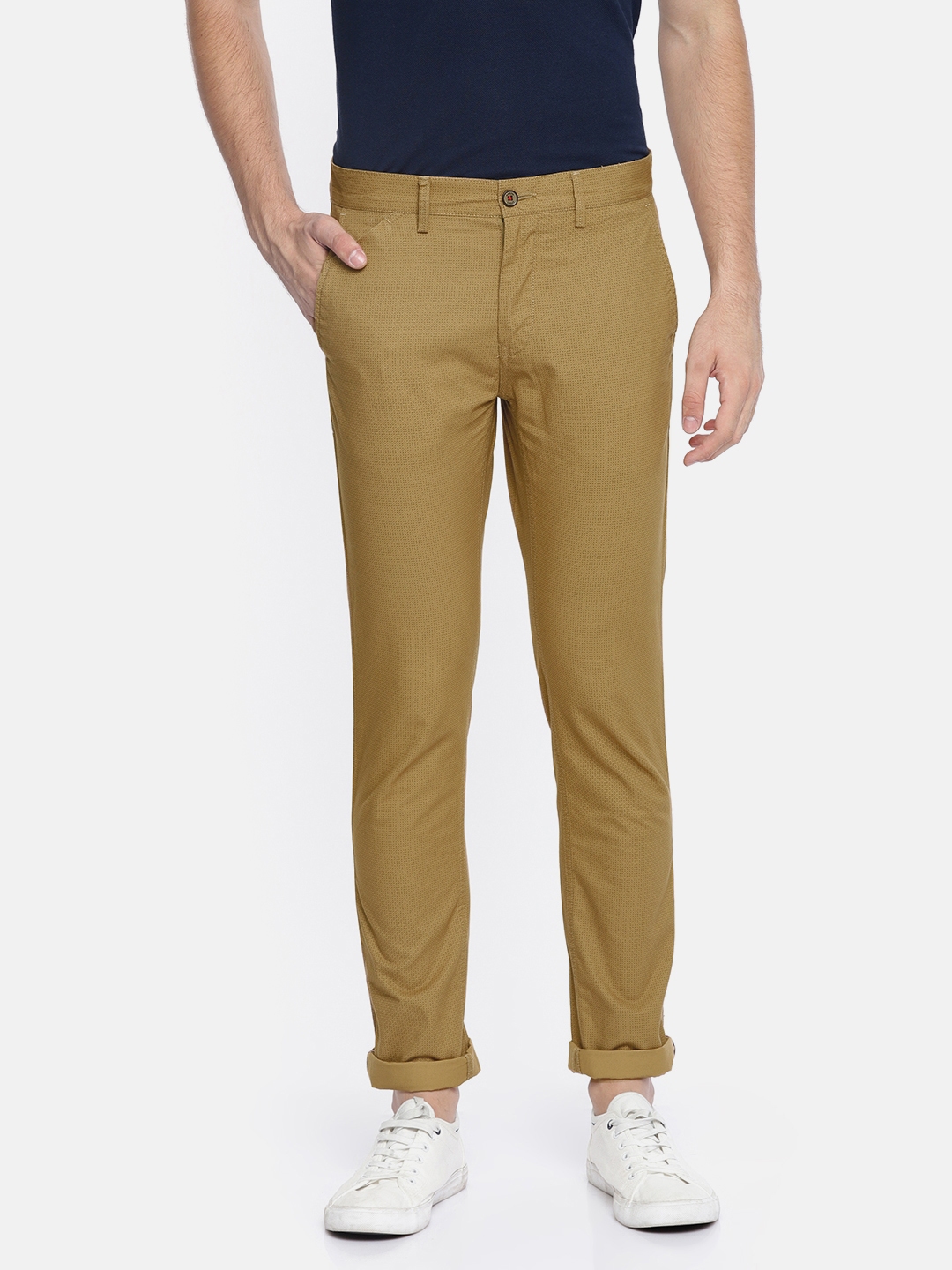 Buy Arrow Sport Men Khaki Slim Fit Printed Chinos - Trousers for Men ...