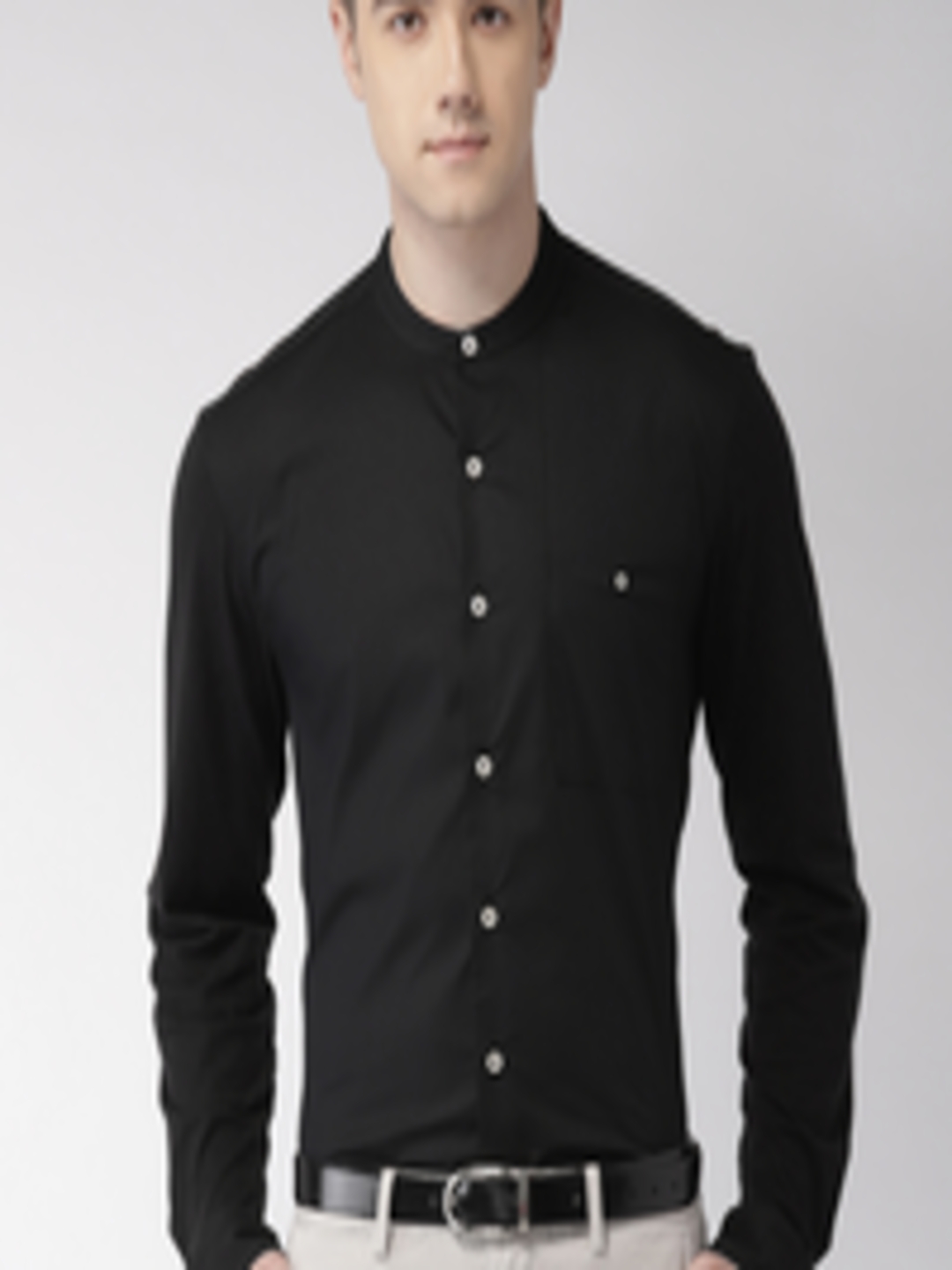 Buy Arrow Men Black Slim Fit Solid Smart Casual Shirt - Shirts for Men ...