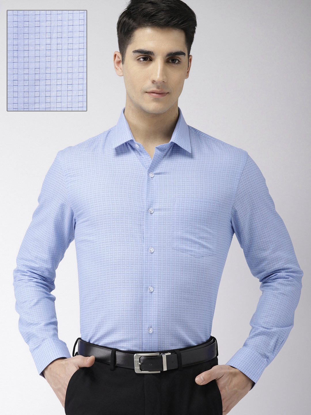 men blue formal shirt
