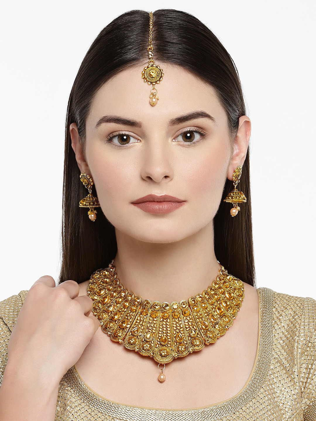 Buy Zaveri Pearls Gold Toned Traditional Kundan & Pearl Bridal