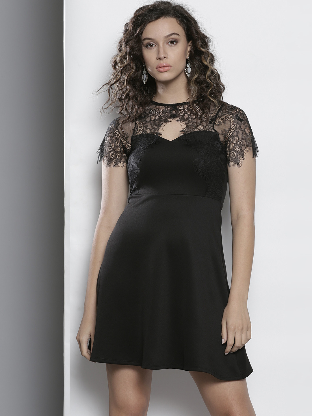 Buy DOROTHY PERKINS Women Petite Black Solid Fit And Flare Dress