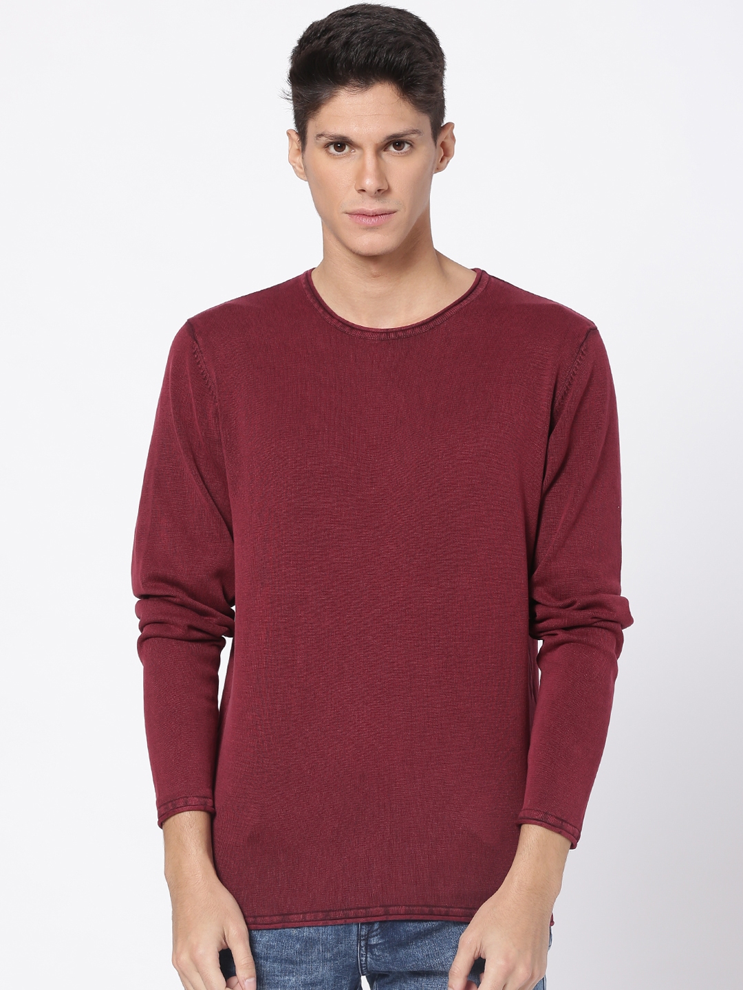 slim fit mens half zip pullover sweater maroon