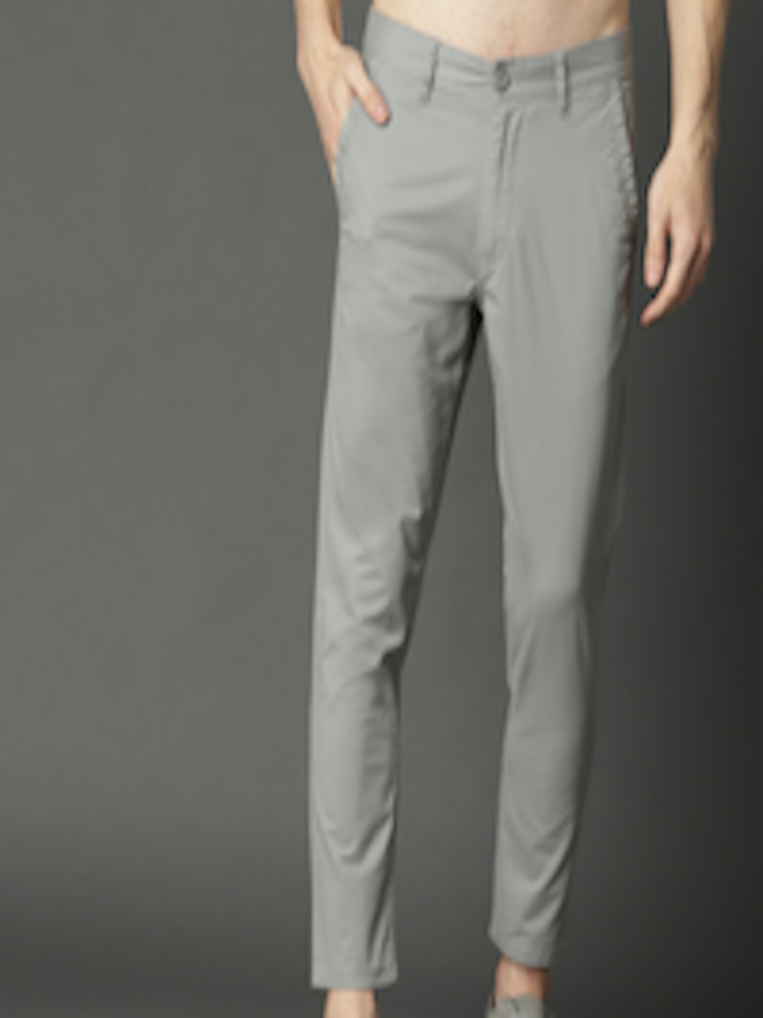 Buy Roadster Men Grey Regular Fit Solid Regular Trousers - Trousers for ...