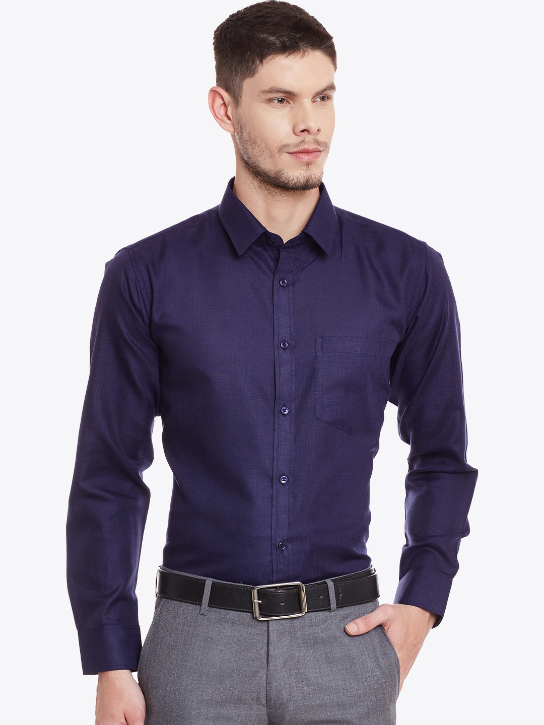 Buy English Navy Men Navy Blue Slim Fit Solid Formal Shirt Shirts for