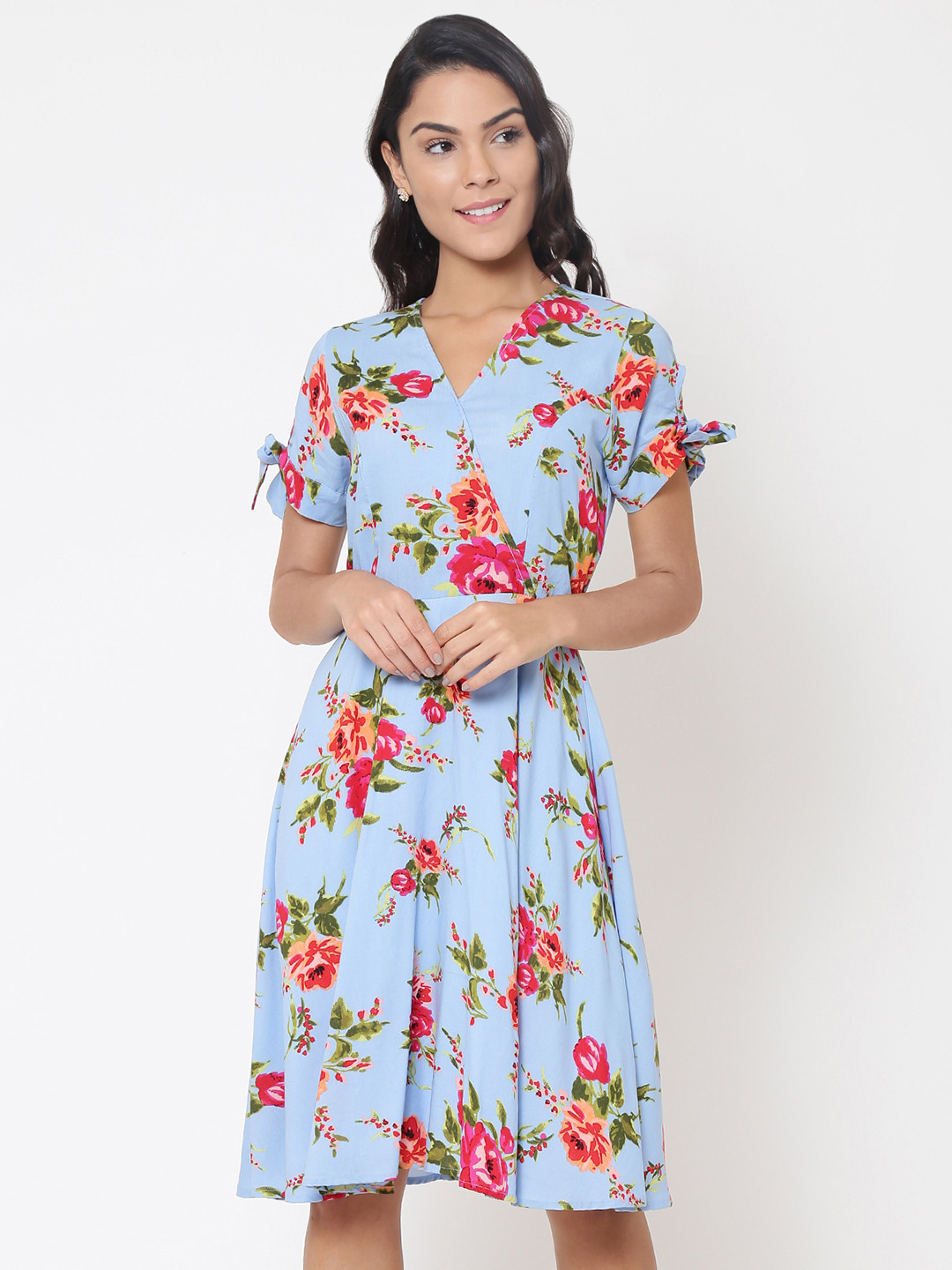 Buy Martini Women Blue Printed Fit And Flare Dress Dresses for Women