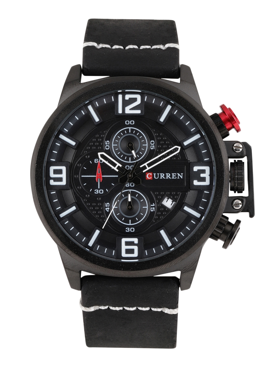 curren black analog watch