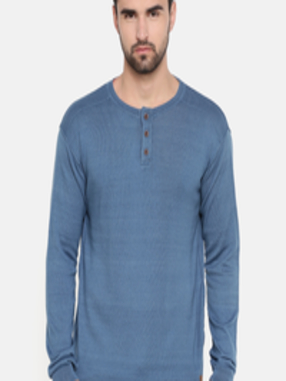 Buy Indian Terrain Men Blue Solid Pullover - Sweaters for Men 7210951 ...