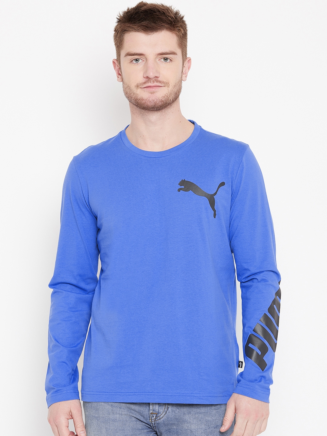 Buy Puma Men Blue Oversize Logo Solid T Shirt - Tshirts for Men 7215094 | Myntra