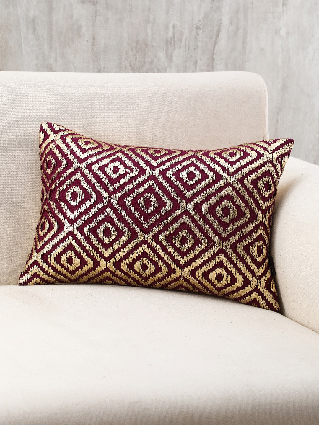 Buy Pure Home And Living Purple Single Geometric Rectangle Cushion