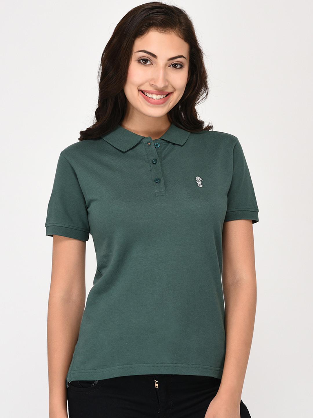 Buy UNITED CLASSIC Women Olive Green Solid Polo Collar T Shirt Tshirts for Women 7215334 Myntra