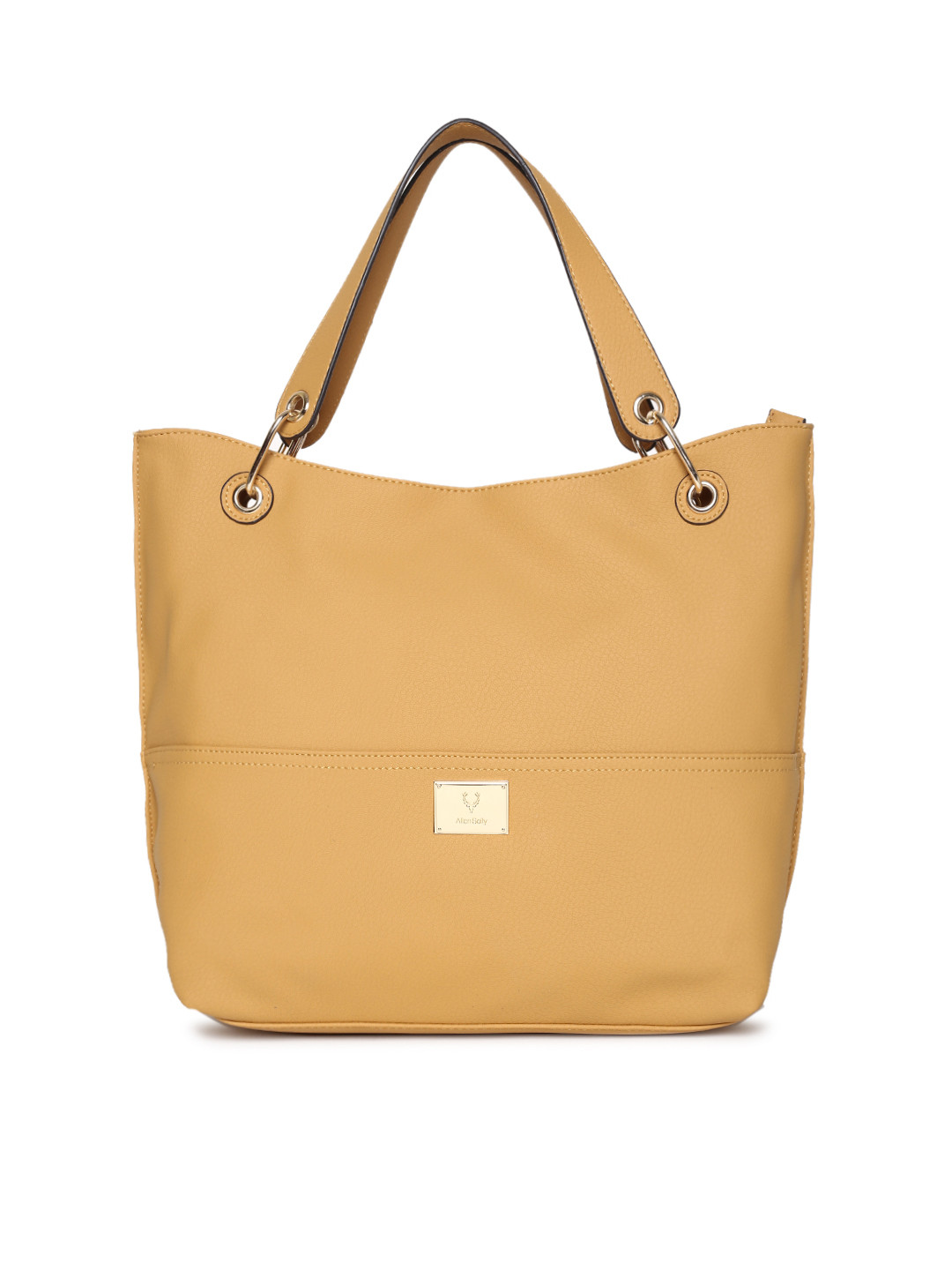 Buy Allen Solly Mustard Yellow Solid Handheld Bag Handbags for Women