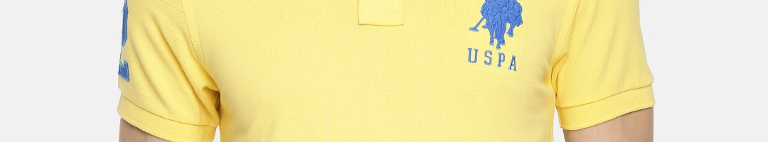 Buy U.S. Polo Assn. Men Yellow Solid Polo Collar Pure Cotton T Shirt ...