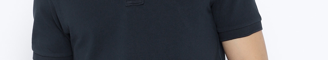 Buy U.S. Polo Assn. Men Navy Blue Solid Polo Collar Pure Cotton T Shirt ...