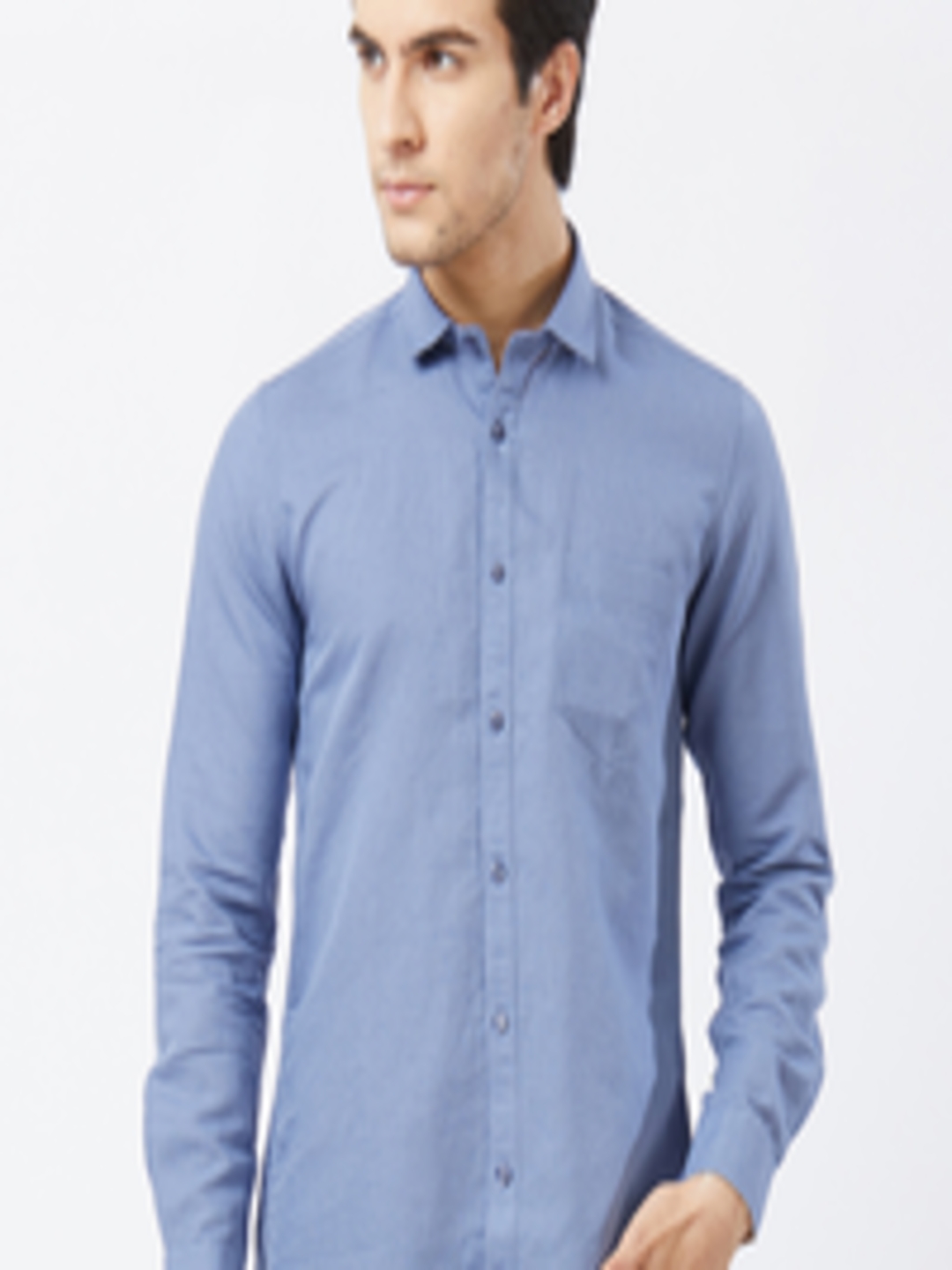 Buy Killer Men Blue Comfort Slim Fit Solid Casual Shirt - Shirts for ...