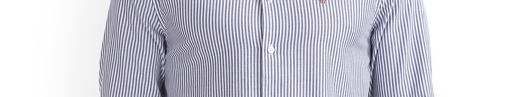 Buy GANT Men Blue & Blue Regular Fit Striped Casual Shirt - Shirts for ...