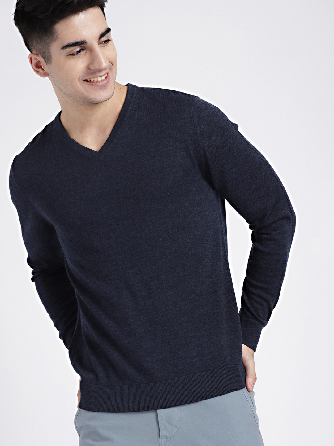 Buy GAP Men's Navy Blue V Neck Pullover Sweater Sweaters for Men