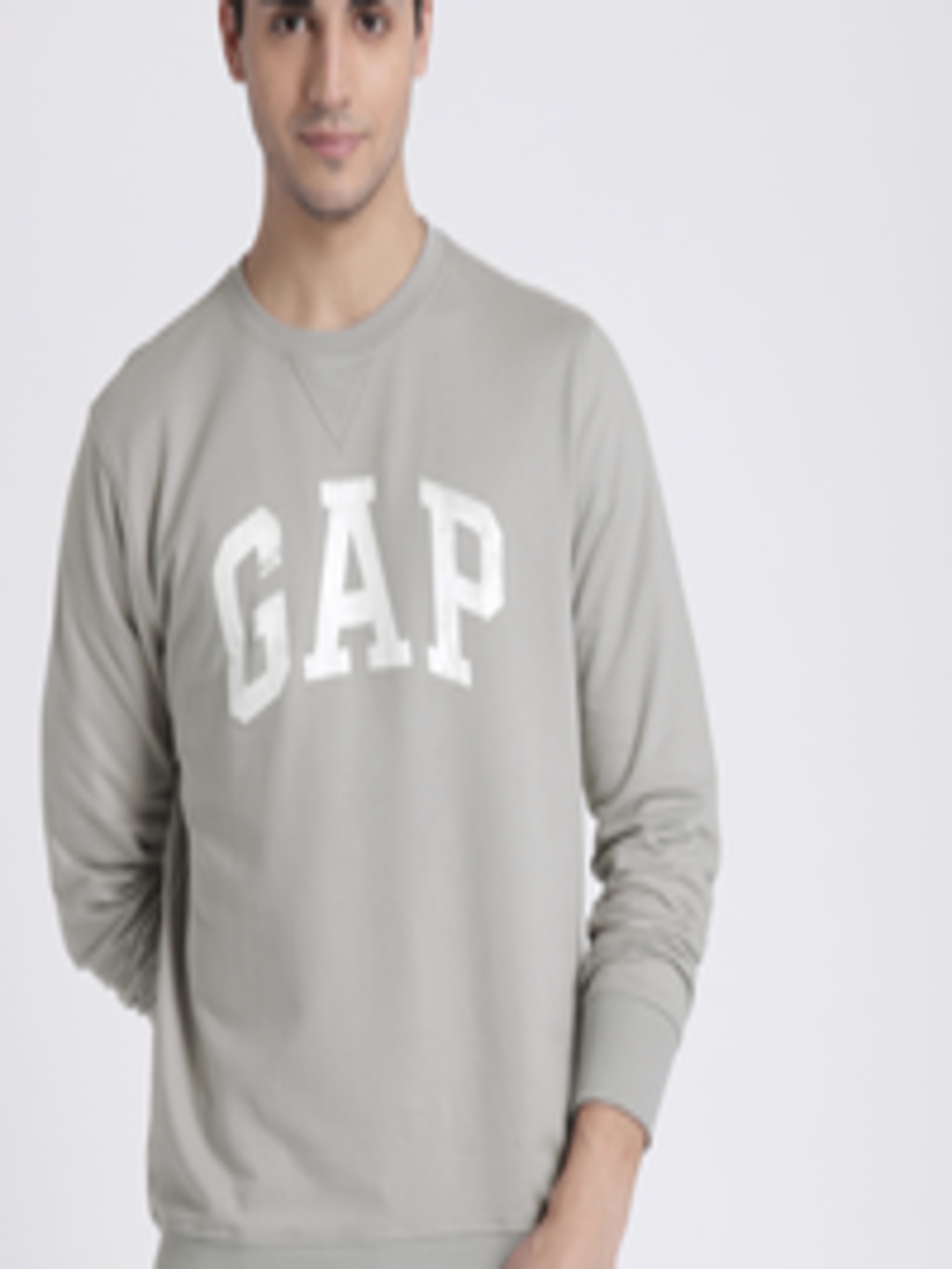 Buy GAP Men's Grey Logo Fleece Crewneck Sweatshirt - Sweatshirts for ...