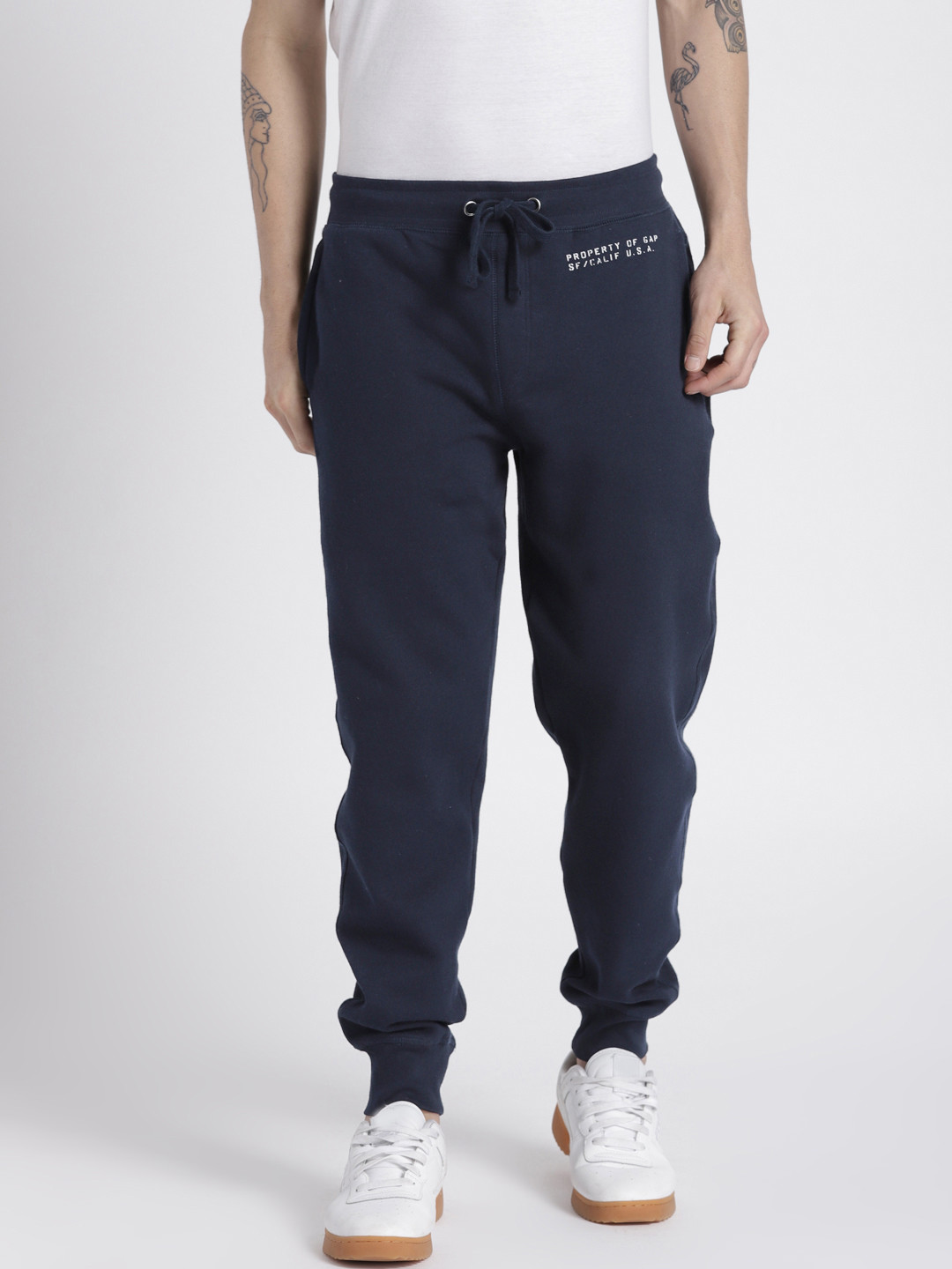 Buy GAP Men Navy Blue Fleece Stencil Sweatpants Track Pants for Men