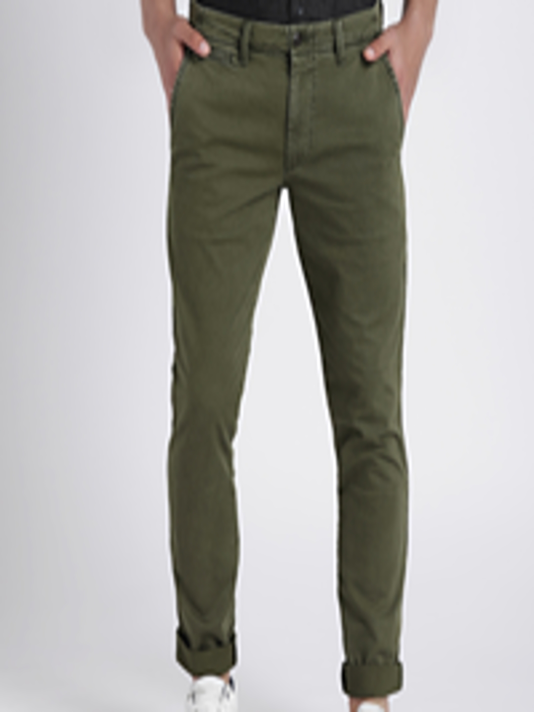 Buy GAP Men's Olive Green Vintage Wash Khakis In Skinny Fit With ...
