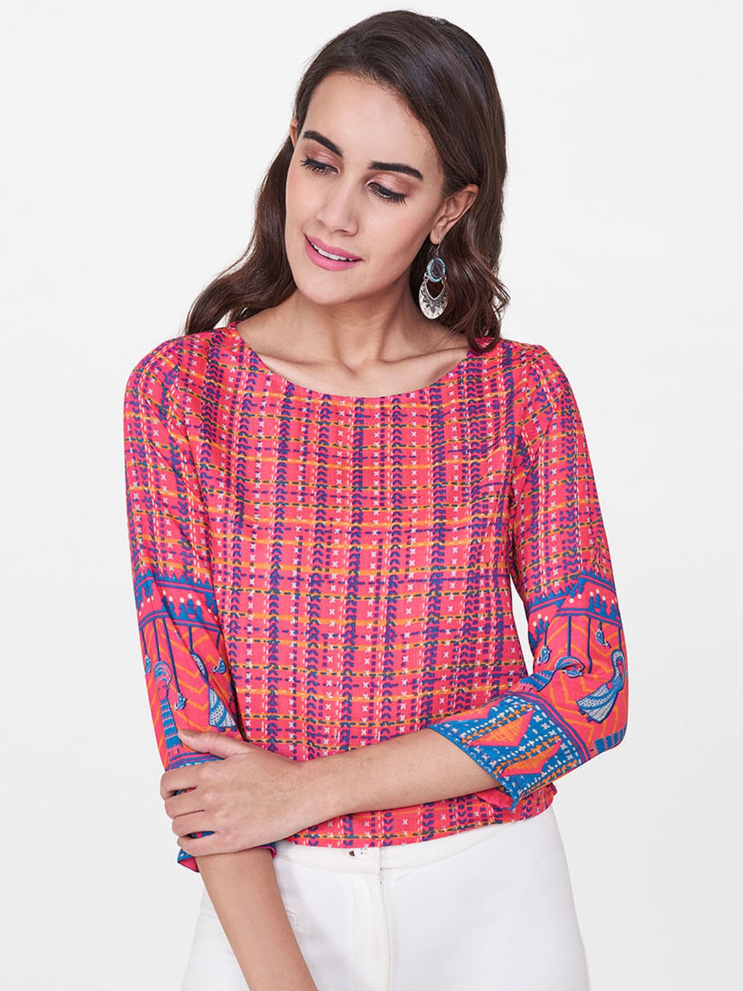 Buy Global Desi Women Pink Printed Top - Tops for Women 7228984 | Myntra
