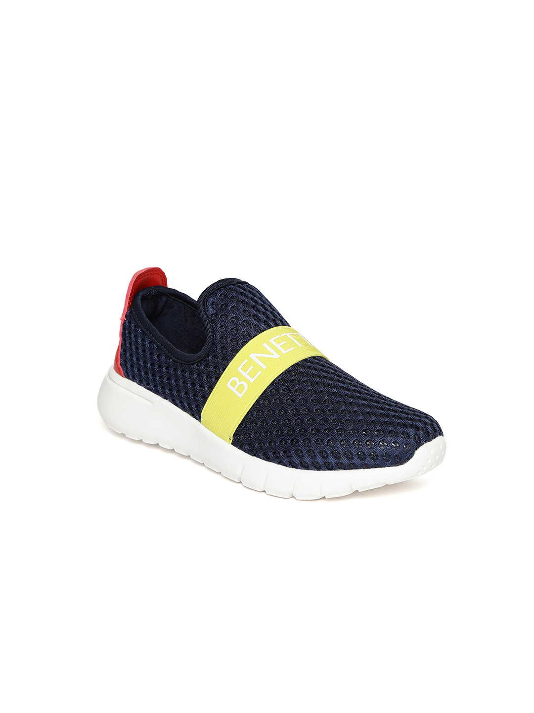 Buy United Colors Of Kids Navy Blue & Yellow Slip On Sneakers