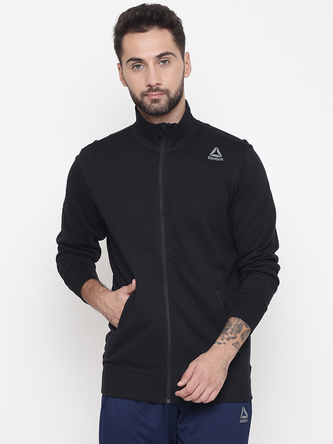 Buy Reebok Men Black Solid Core Training Track Jacket Jackets for Men