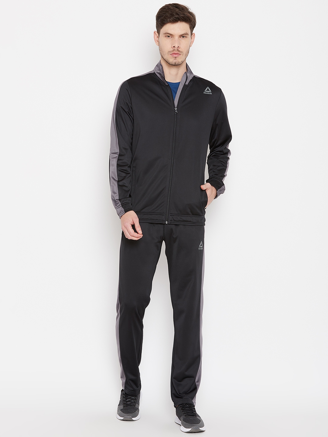 Buy Reebok Men Black Solid TRICOT Training Tracksuit - Tracksuits for ...