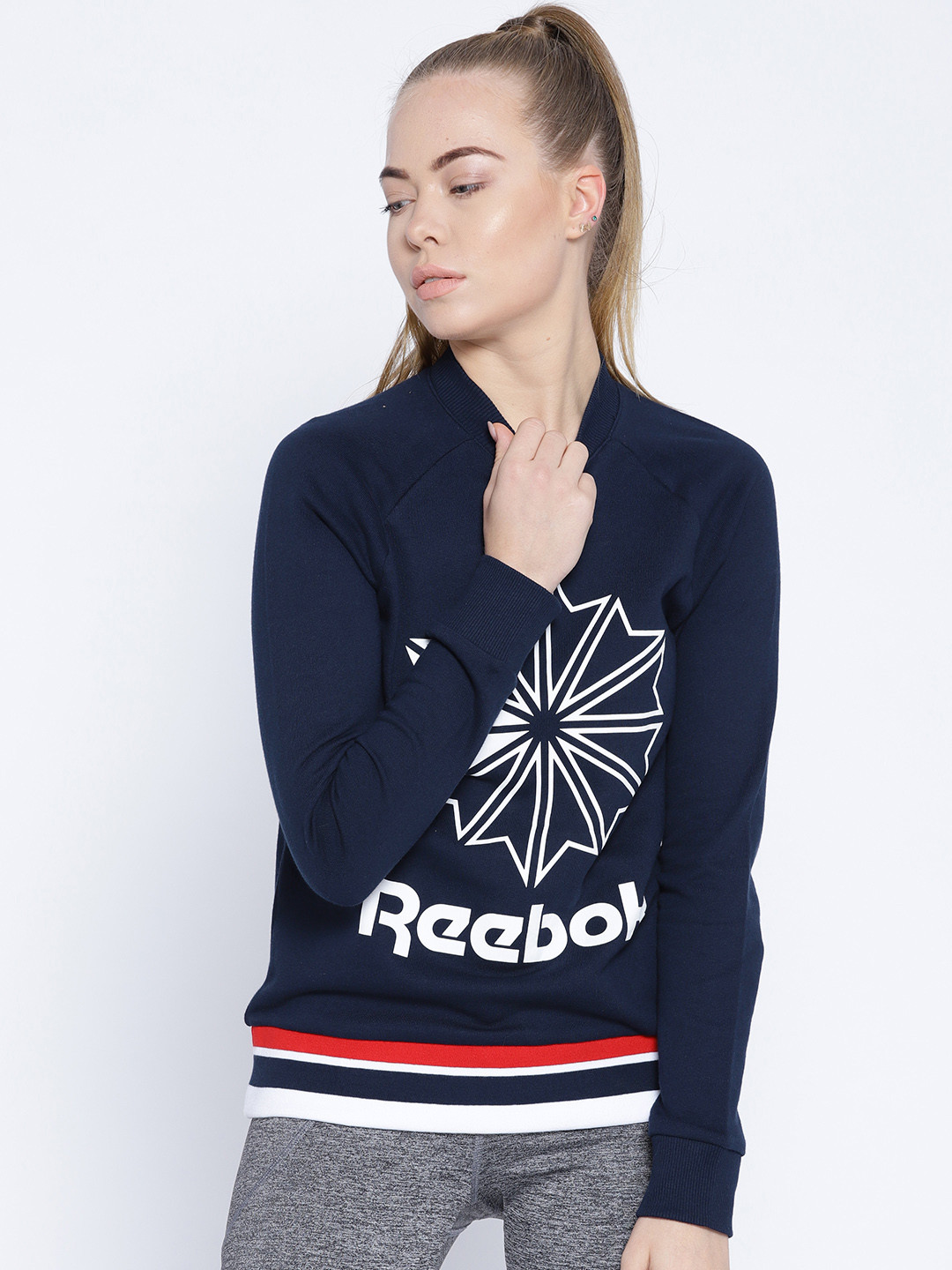 Buy Reebok Classic Women Navy Blue AC FT Crew Printed Sweatshirt - Sweatshirts for Women 7243953 