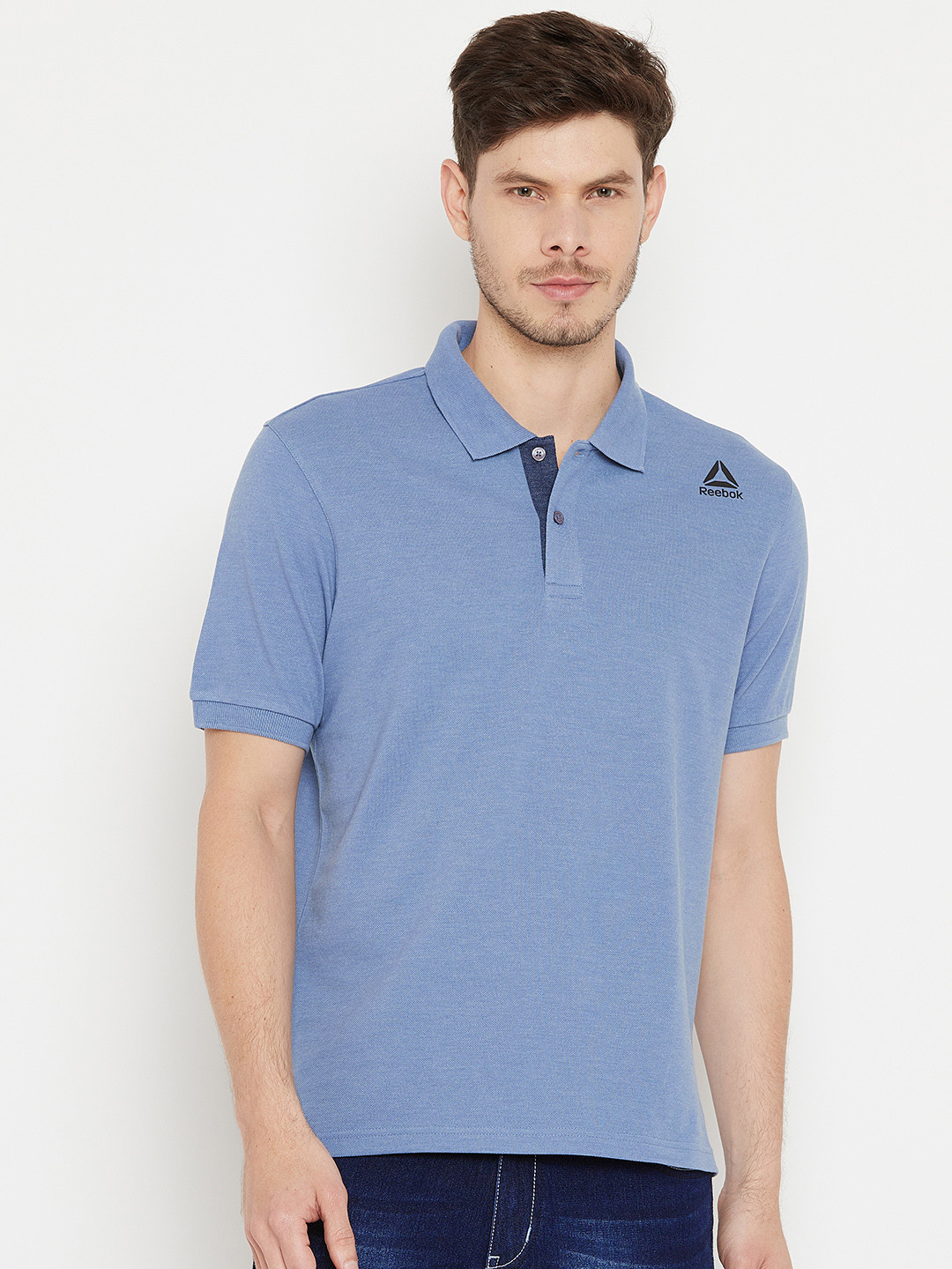 Buy Reebok Blue Solid Core Training Polo T Shirt Tshirts for Men