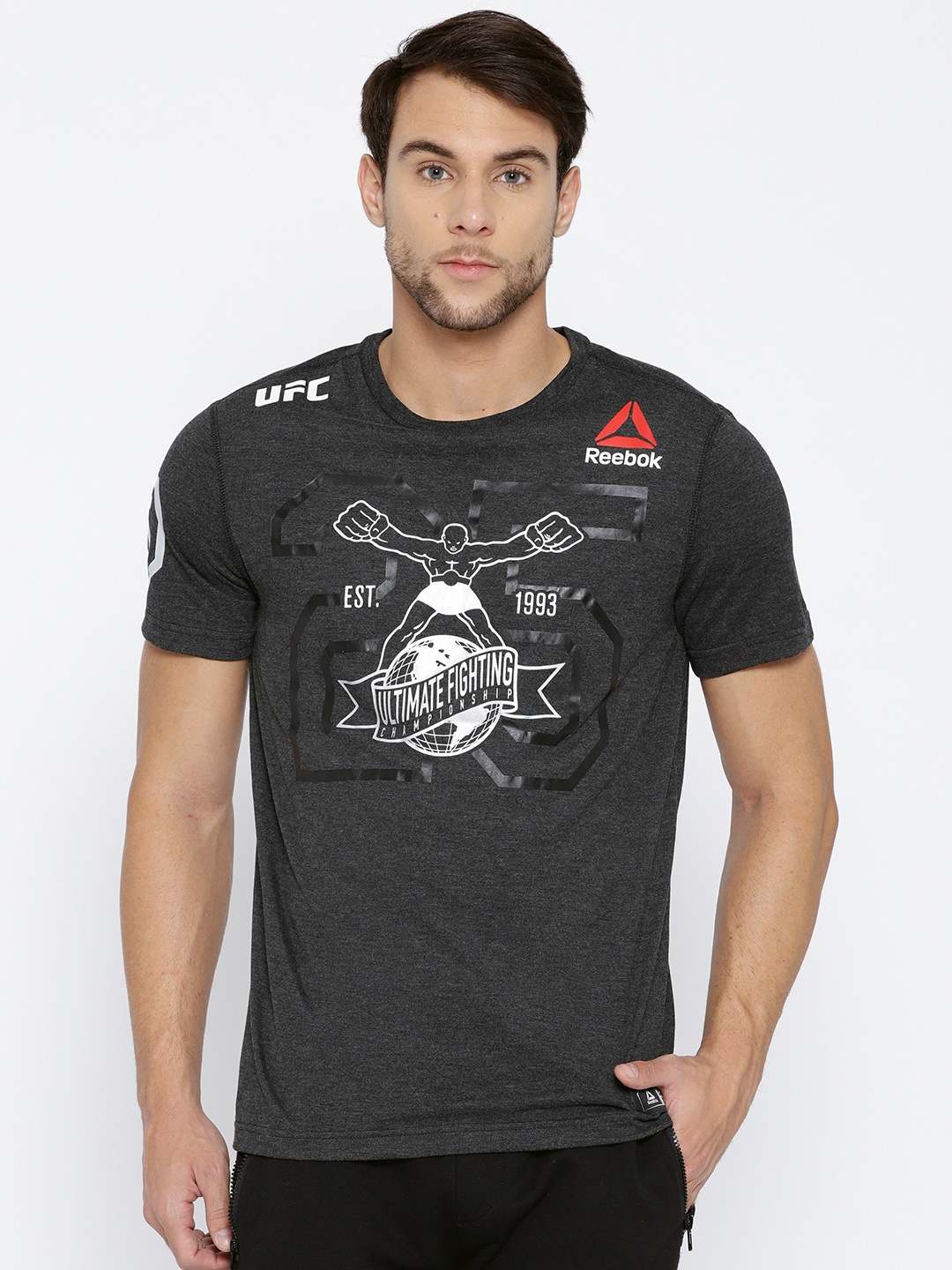 Buy Reebok Men Charcoal Grey Printed UFC Fight Kit ...