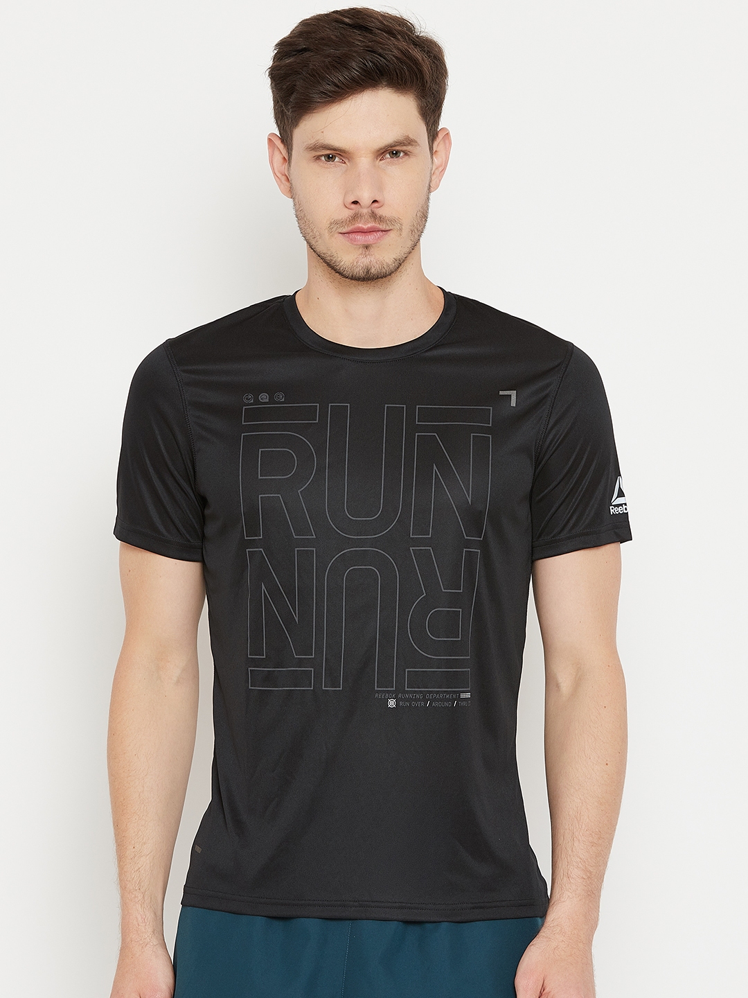 Buy Reebok Men Black Printed GRAPHIC Running T Shirt - Tshirts for Men ...
