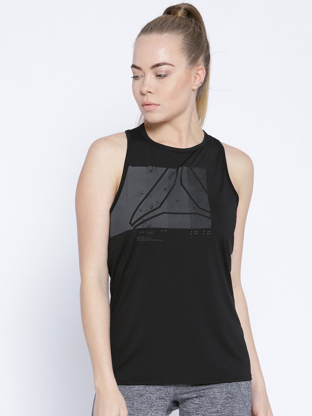 Buy Reebok Women Black Printed OS AC Graphic Training Tank Top Tops