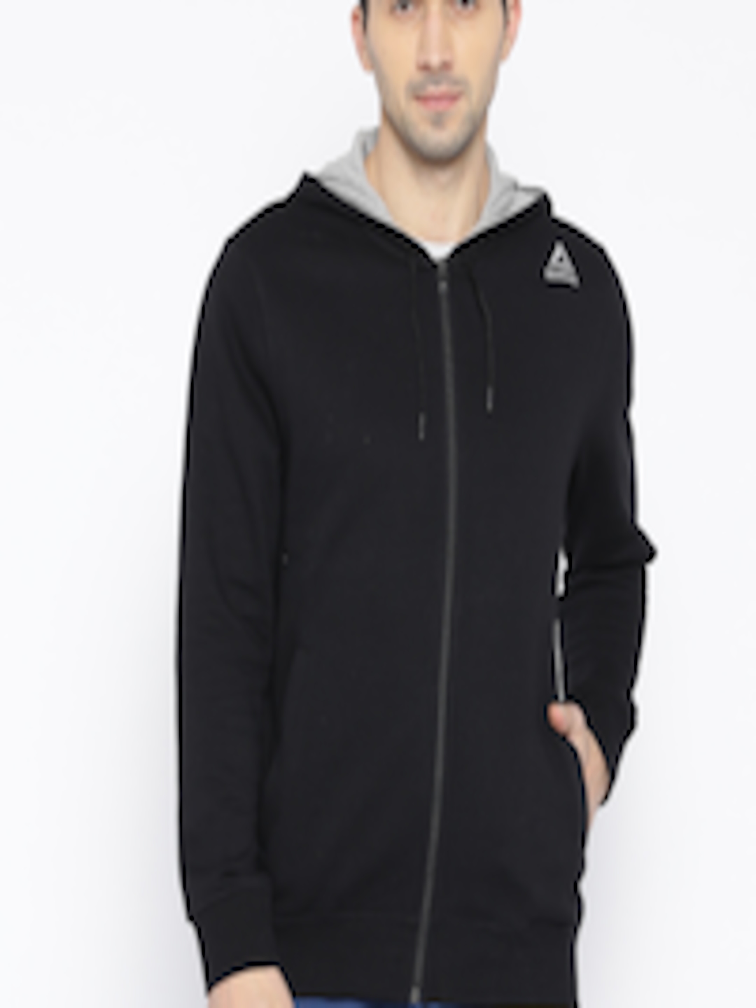 Buy Reebok Men Black FON BAS Solid Hooded Sweatshirt - Sweatshirts for ...