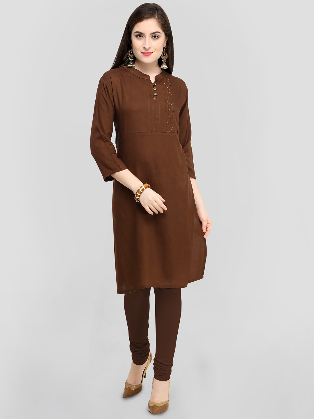 Buy RAISIN Women Brown Solid A Line Kurta Kurtas for Women 7245635