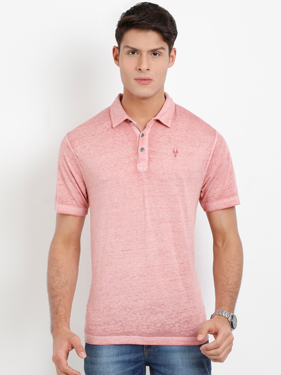 Buy Classic Polo Men Pink Solid Polo Collar T Shirt - Tshirts for Men ...