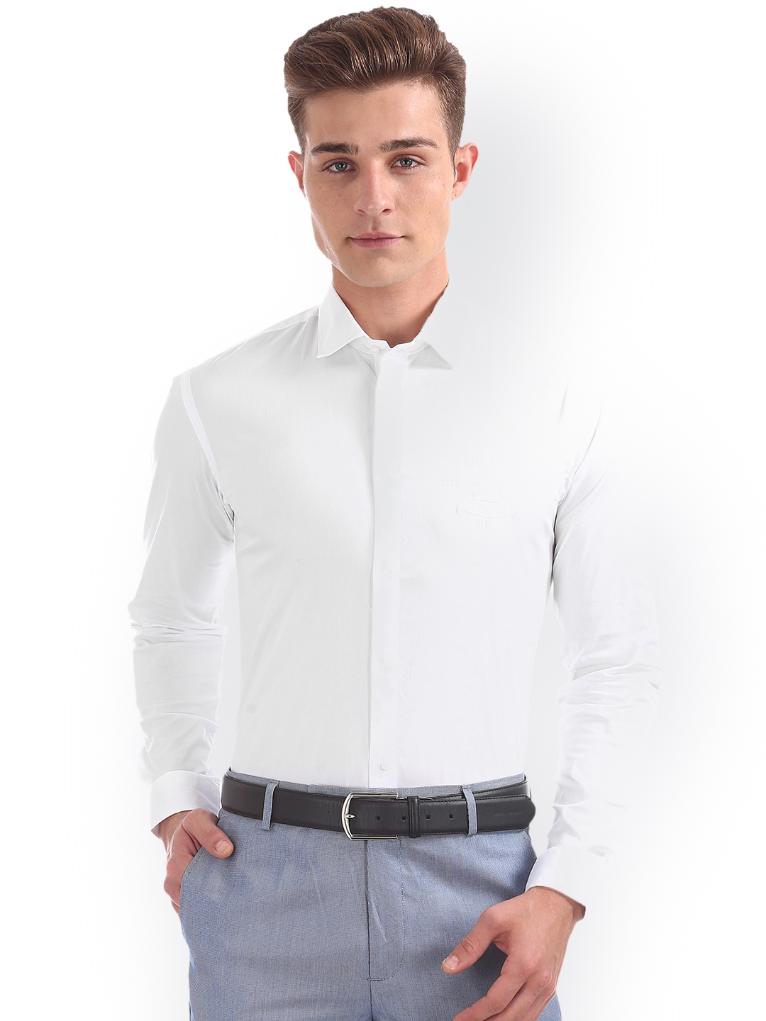 Buy Arrow Men White Slim Fit Solid Semiformal Shirt - Shirts for Men ...