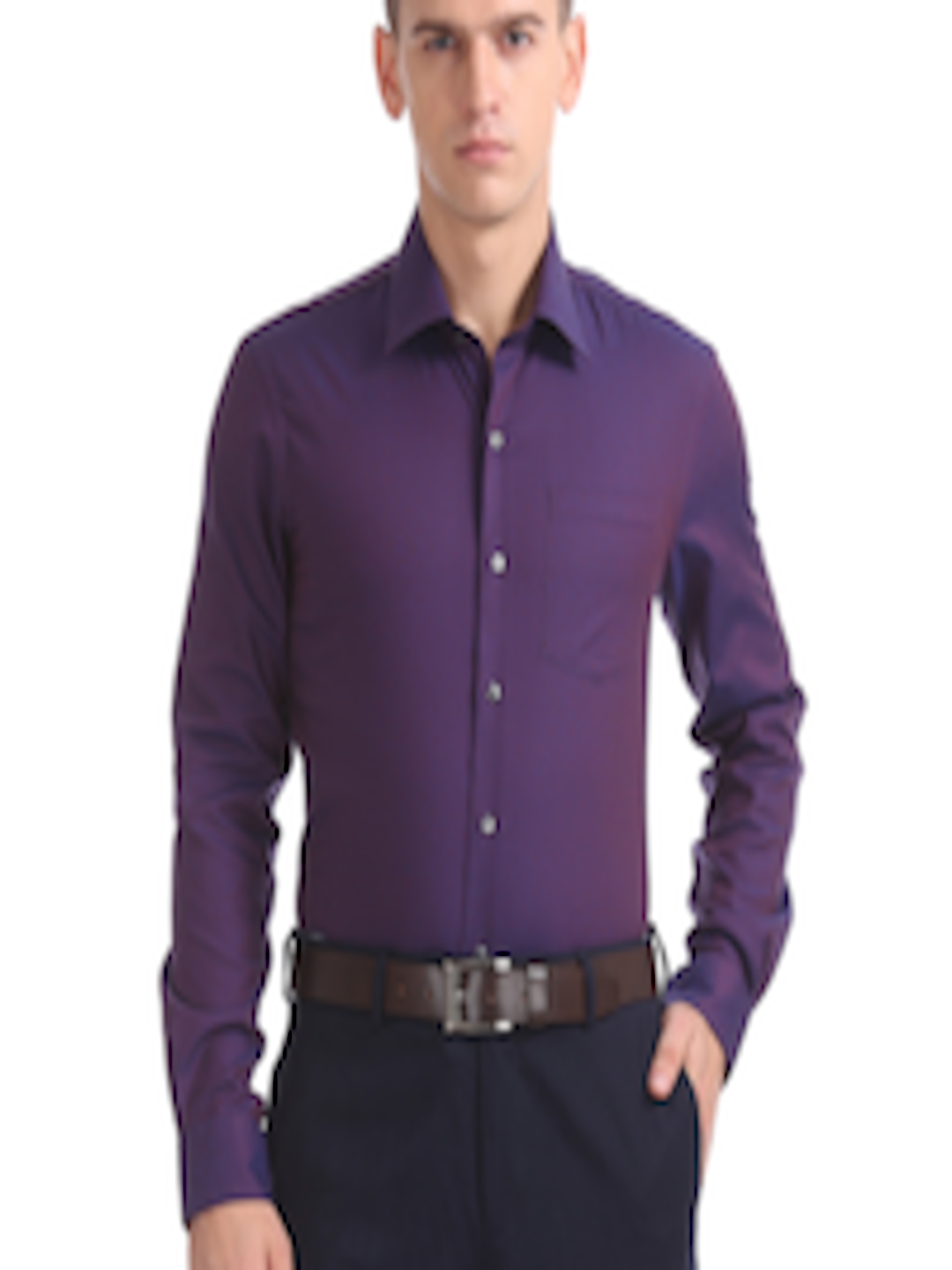 Buy Arrow Men Purple Slim Fit Self Design Casual Shirt - Shirts for Men ...