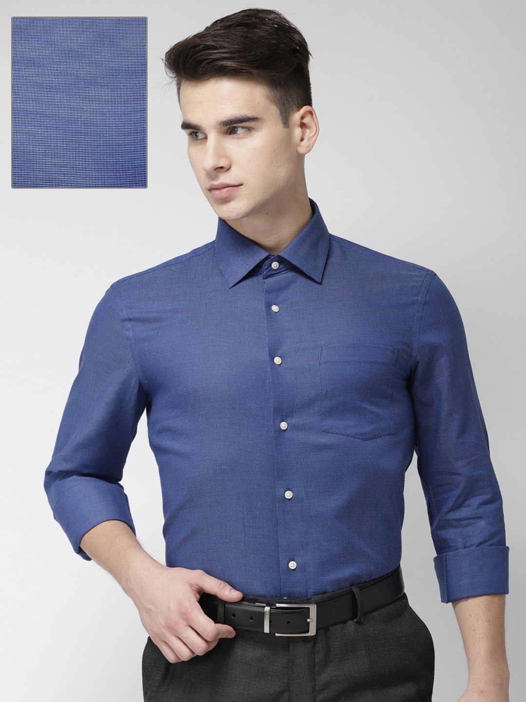 men blue formal shirt