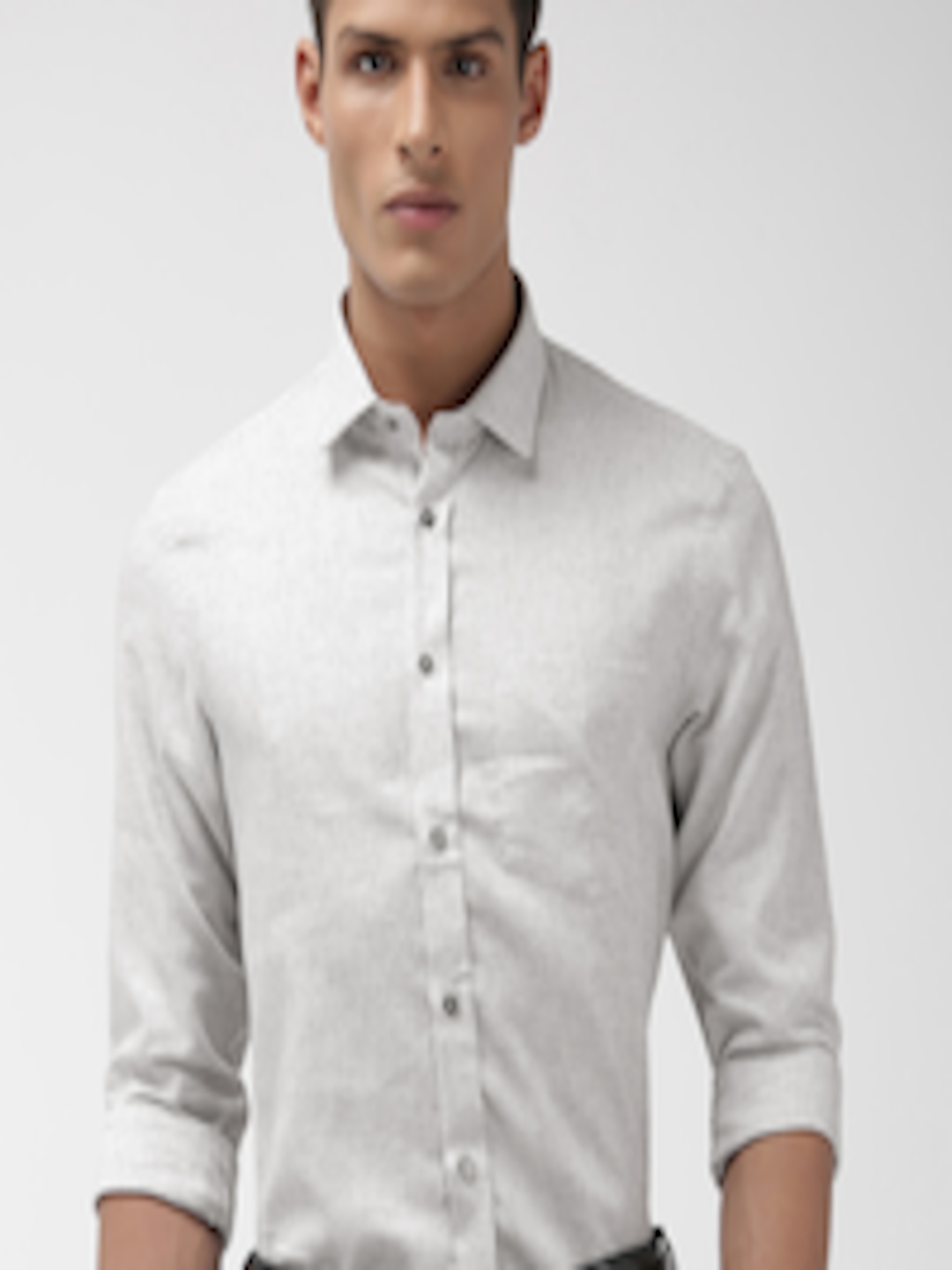 Buy Arrow Men Grey & Off White Slim Fit Self Checked Formal Shirt ...