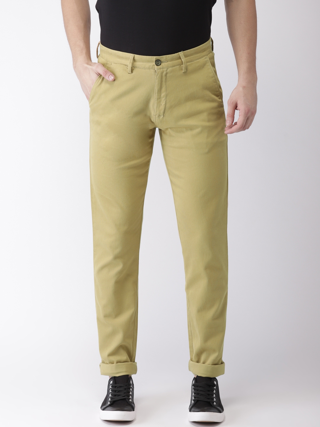 Buy Arrow Sport Men Khaki Slim Fit Solid Regular Trousers - Trousers ...