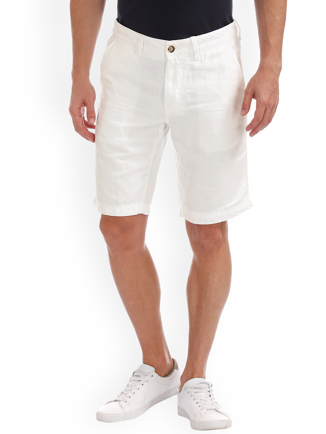 Buy Nautica Men White Solid Slim Fit Linen Chino Shorts Shorts for