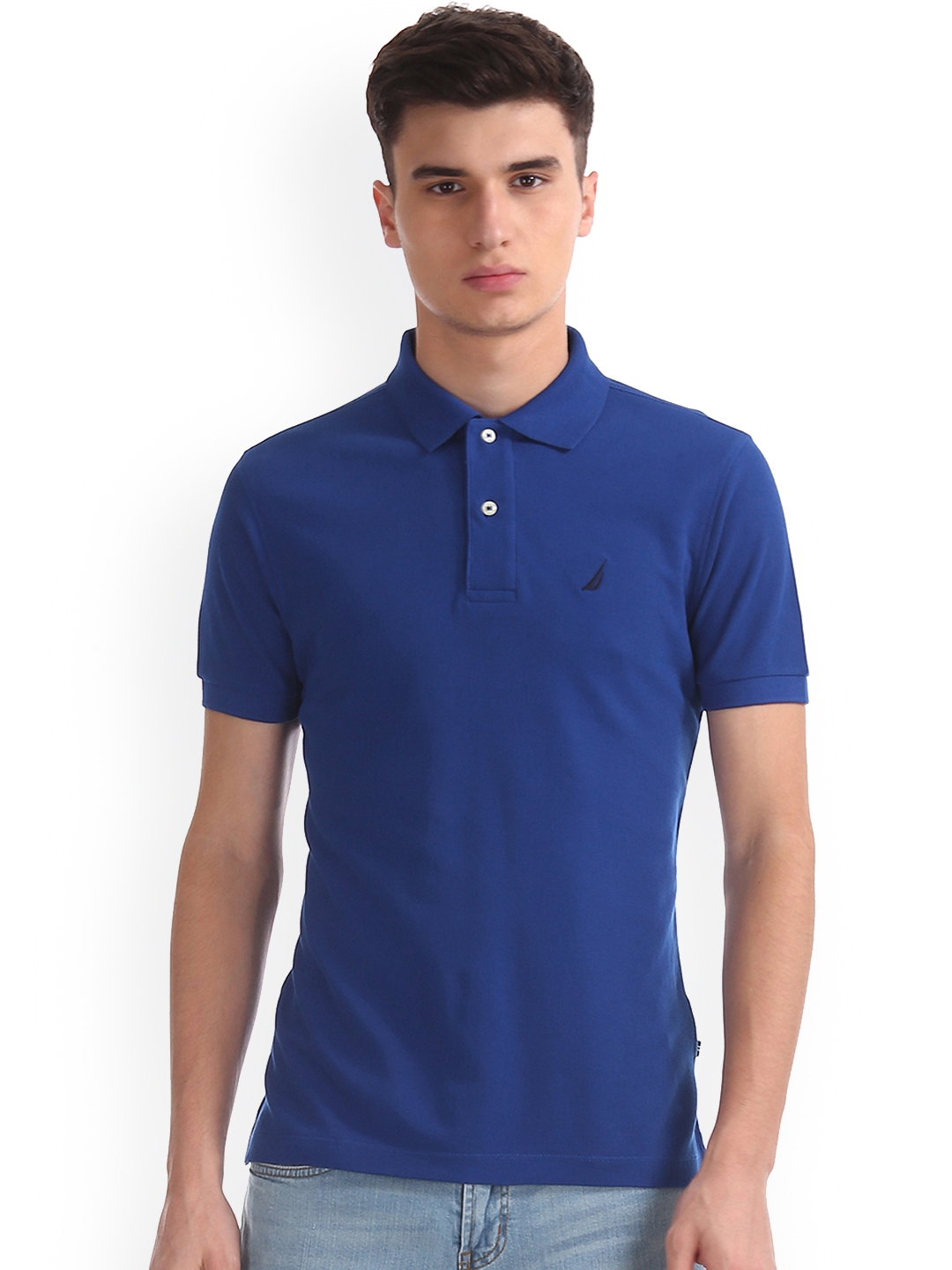 Buy Nautica Men Blue Solid Polo Collar T Shirt - Tshirts for Men ...