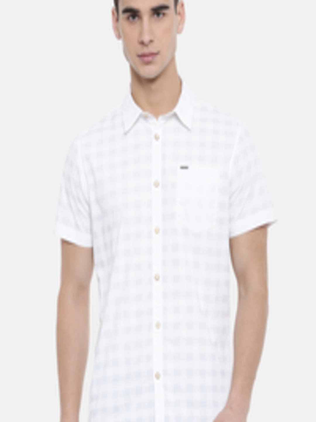 Buy Pepe Jeans Men White Slim Fit Checked Casual Shirt - Shirts for Men ...