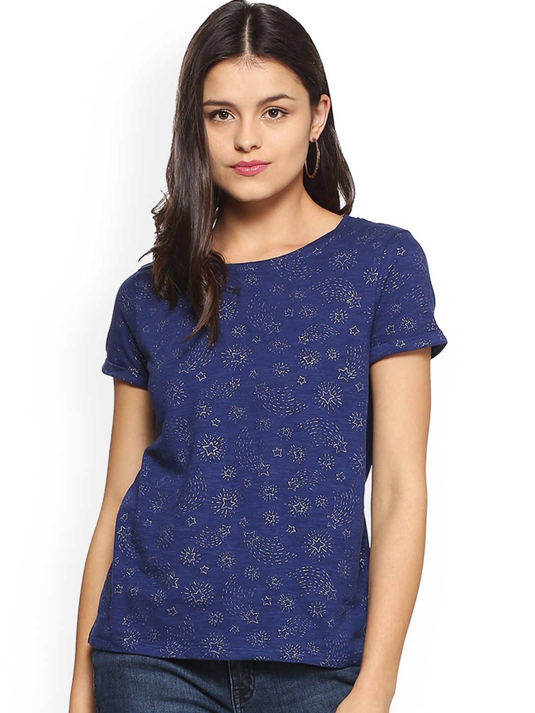 Buy People Women Blue Printed Pure Cotton Top - Tops for Women 7255899 ...