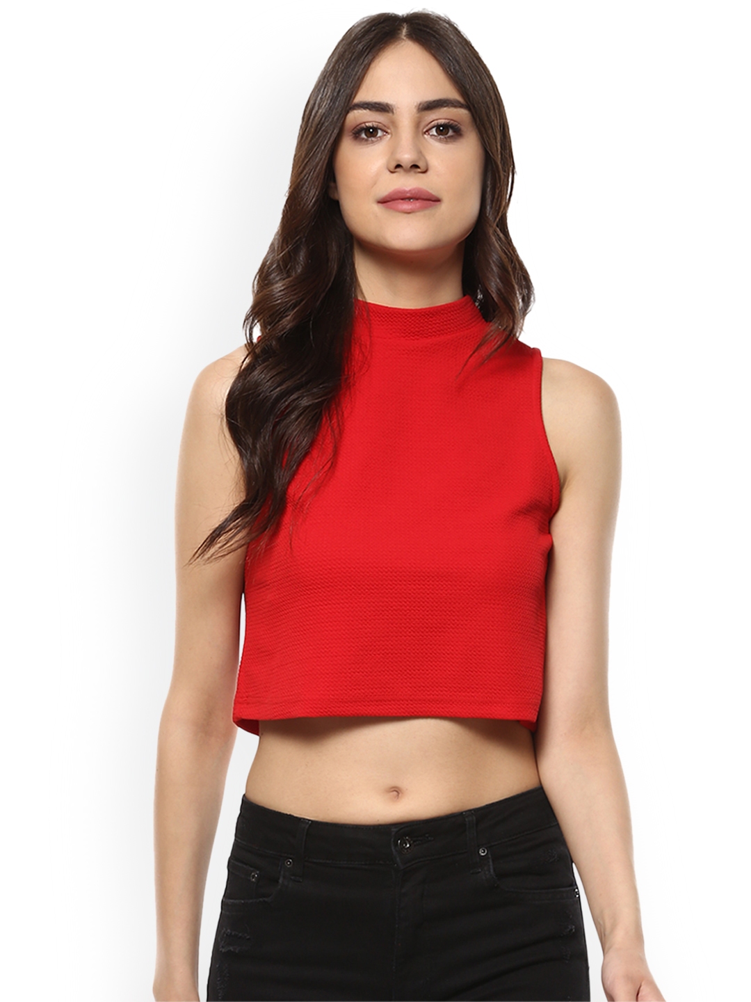 Buy Mayra Women Red Self Design Cropped Top - Tops for Women 7256676 ...