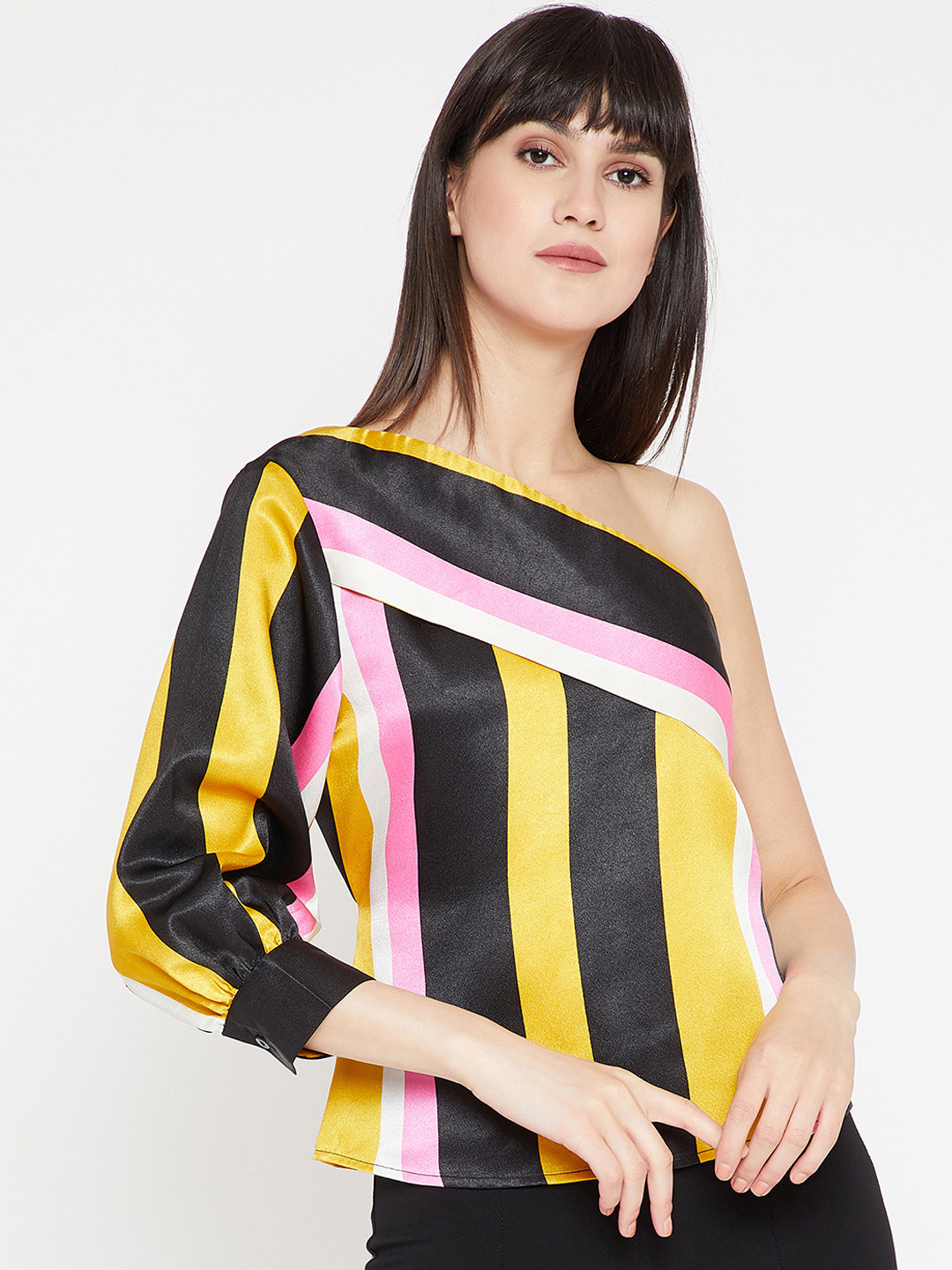 Buy RARE Women Yellow & Black Striped Top Tops for Women 7267329 Myntra