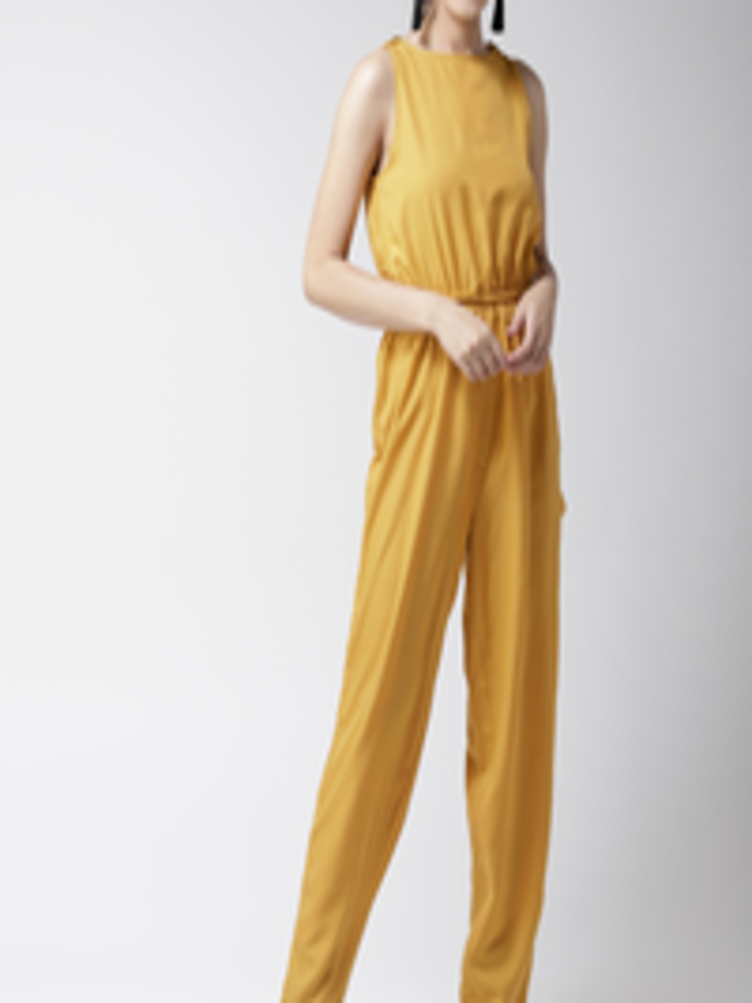 Buy La Zoire Mustard Yellow Solid Basic Jumpsuit - Jumpsuit for Women ...